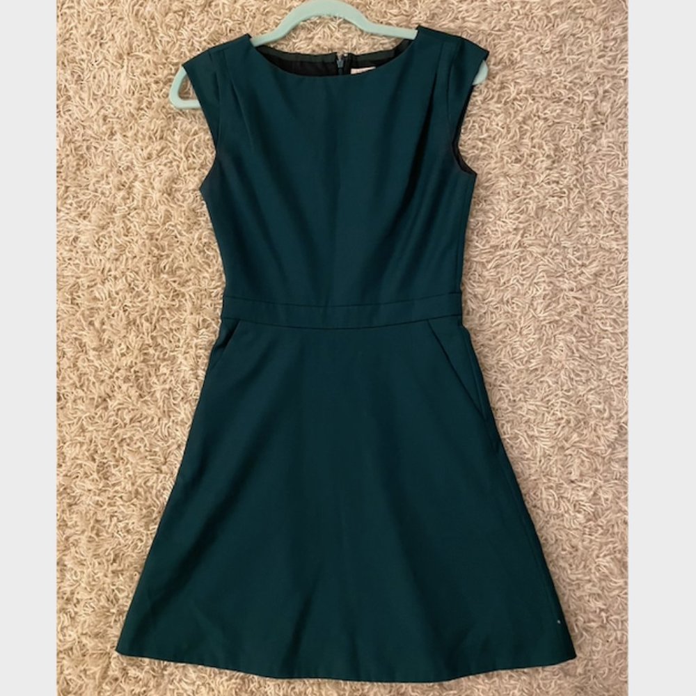 Forest green J. Crew A-line dress, size 00P
